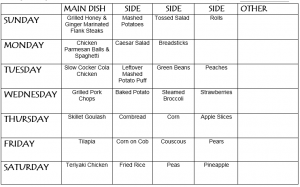 menu plan-week #1 