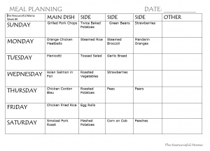 FREE PRINTABLE Meal Plan Week #9