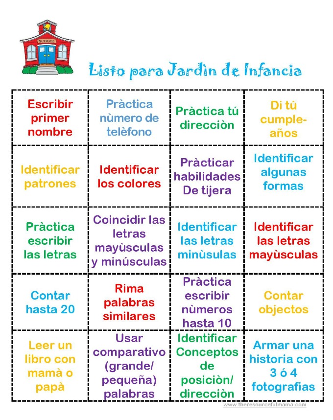 spanish kindergarten bingo2