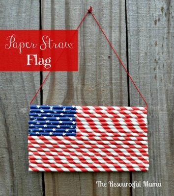 Patriotic Paper Straw Flag