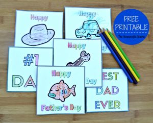 Print these free father's day cards; have your kids color them; give to dad on father's day or attach to father's day gift 