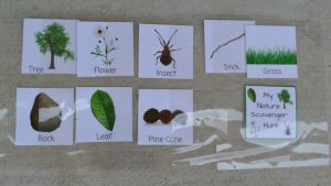 laminated pages for nature/outdoor scavenger hunt book