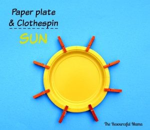 Make a sun with just a paper plate, mini clothespins, and markers!