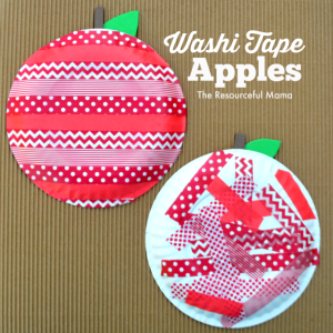 I love how these apples made with washi tape and paper plates turned out. Great fall or back to school apple kids craft.