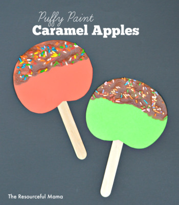 Puffy Paint Caramel Apple Craft for Kids