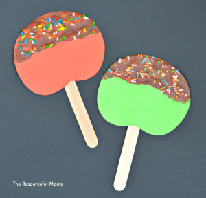 Caramel apple craft for kids using puffy paints