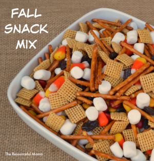 Quick and easy fall snack mix. Great for school snack, afterschool snack, or for your fall gatherings.