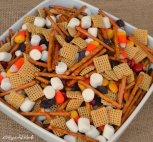 Quick and easy fall snack mix perfect for fall gatherings, school snack, or afterschool snack for kids.