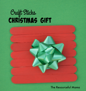 This craft sticks (or popsicle sticks) Christmas gift kid craft is fun, easy, festive and inexpensive. The materials can purchased at the Dollar Store.