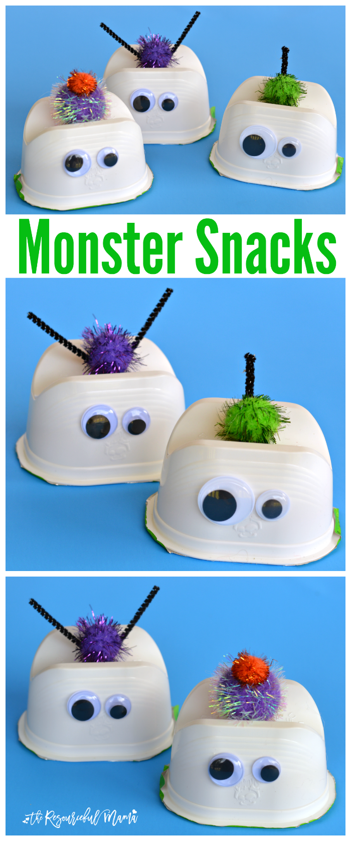 These wacky monster snacks are so fun, versatile, and creative! They work great for Halloween, a monster them, or just for fun. 
