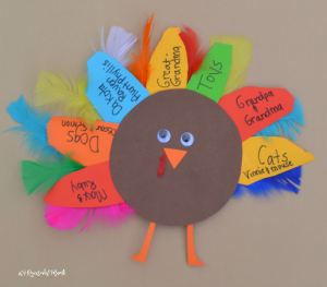 This turkey kid craft is a great way for kids to celebrate Thanksgiving and express those things for which they are thankful.