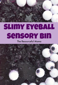 Slimy eyeball sensory bin perfect for Halloween