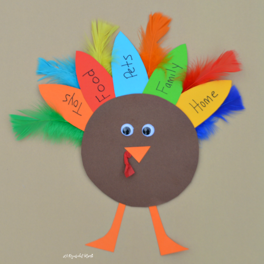 This turkey kid craft is a great way for kids to celebrate Thanksgiving and express those things for which they are thankful. 