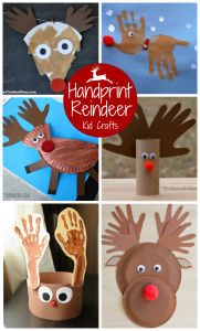 Rudolph the Red Nosed Reindeer Christmas Handprint Crafts for Kids 