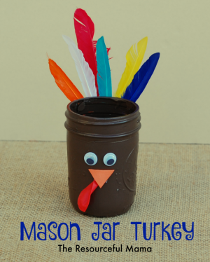 Mason Jar Turkeys for the Thanksgiving Kid Table