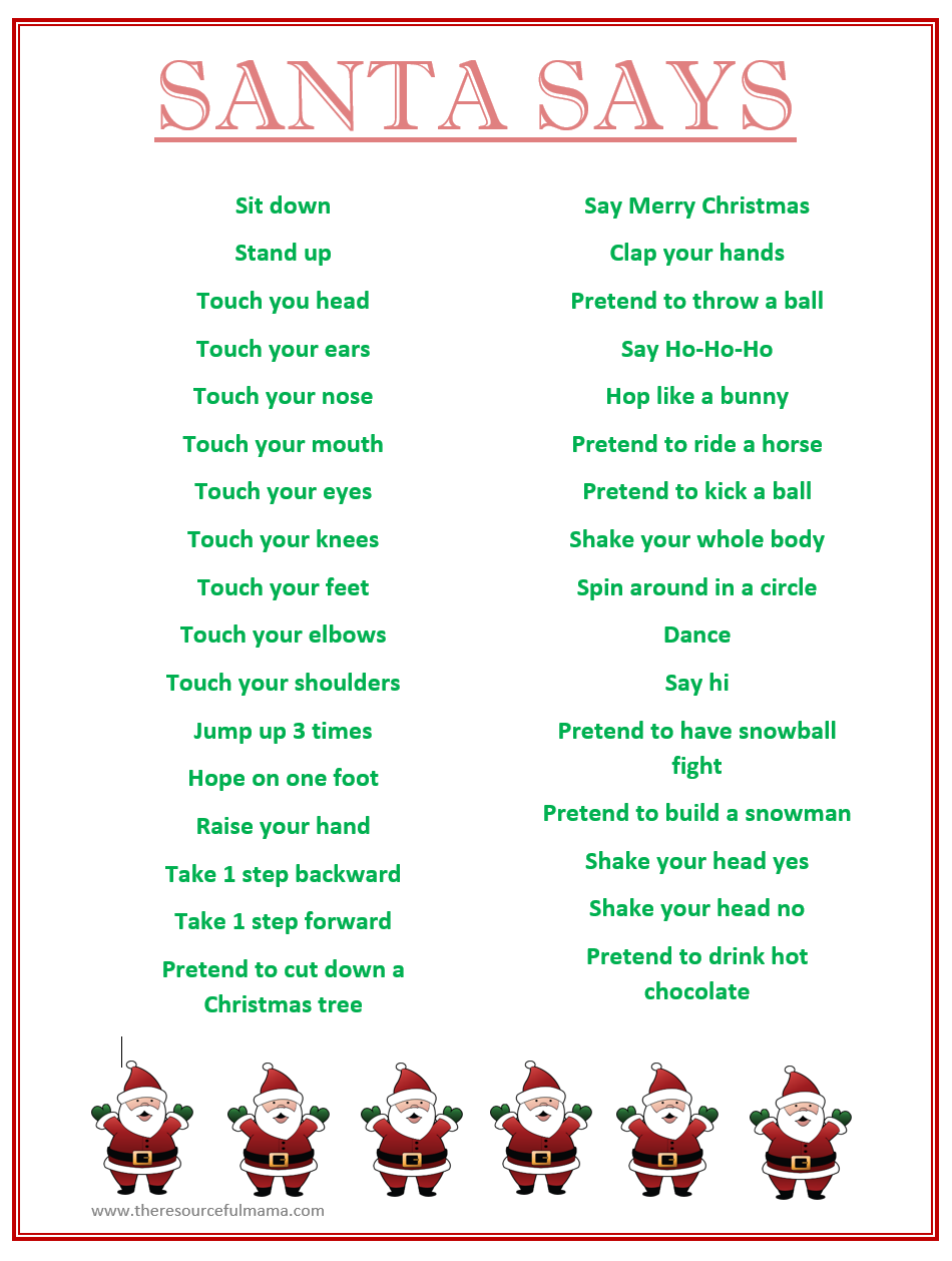 santa says game for christmas parties free printable