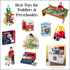 Best toys for toddlers and preschoolers from a mother of 3. These toys are durable, long lasting, promote imaginative and creative play, and are well loved. gift guide | top picks | Christmas | gifts |