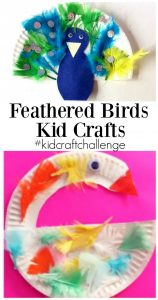 Paper plate feathered bird kid crafts