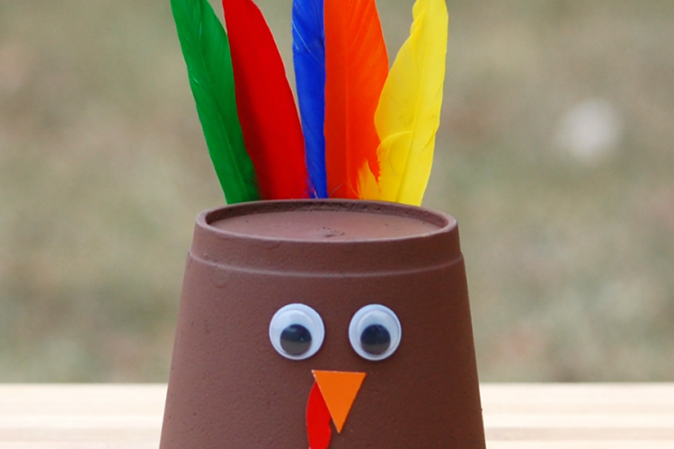 Kids can transform a foam cup into a turkey craft for Thanksgiving.