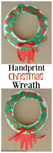 Handprint paper plate Christmas wreath kid craft