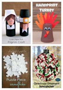 Thanksgiving and Christmas crafts featured at Made for Kids link party