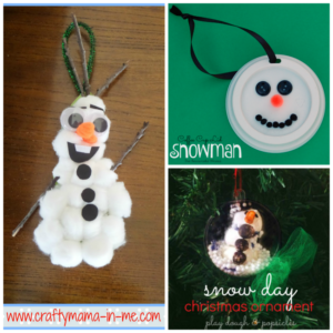 kid made snowman Christmas ornaments 