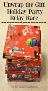 Christmas holiday classroom party game-unwrap the gift relay race 