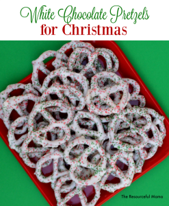 These yummy white chocolate pretzels for Christmas are a super easy and no bake treat for Christmas that kids can help make. They make great homemade gifts. 