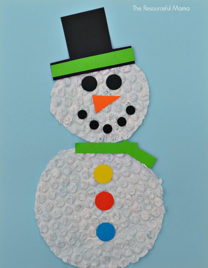 Kids will stay dry and warm making this bubble wrap snowman craft this winter. 