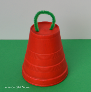 Styrofoam Cup Jingle Bell Christmas Craft for kids using items from the dollar store