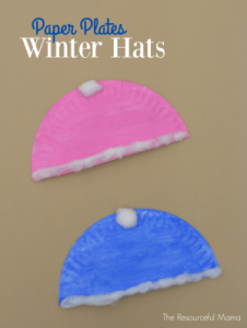 Paper plate winter hat craft for kids