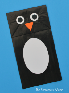 Paper bag penguin craft for kids. 