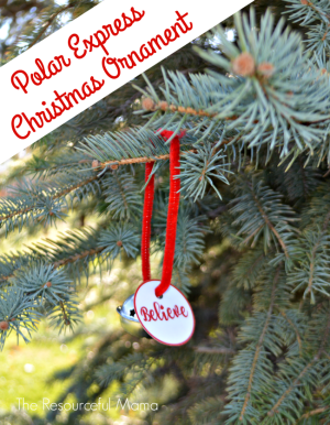Polar Express book inspired kid made Christmas ornament-free printable believe tag 