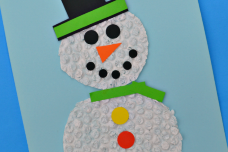 Kids will stay dry and warm making this bubble wrap snowman craft this winter.
