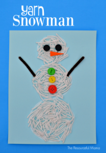 Snowman kid craft made from yarn