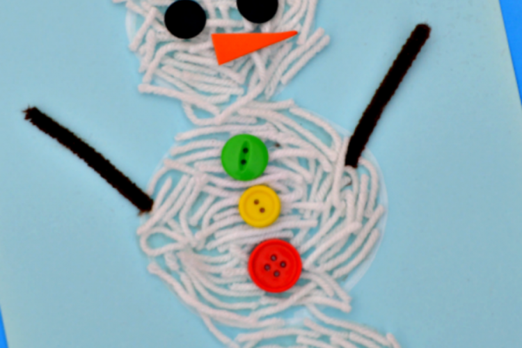 Yarn winter snowman craft for kids