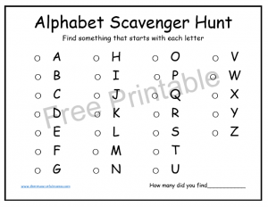 alphabet scavenger hunt the resourceful mama