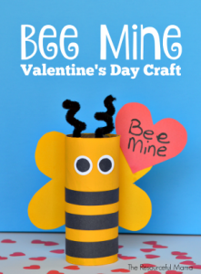 Valentine's Day "Bee Mine" kid craft using recycled toilet paper rolls
