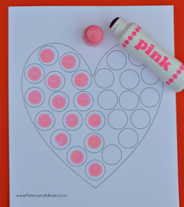 Free printable do a dot worksheet perfect for Valentine Day.