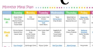 free printable monthly meal plan