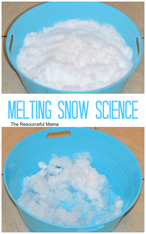 Melting snow science experiment-great winter science activity for preschoolers and kindergartners