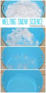 Melting snow science experiment-great winter science activity for preschoolers and kindergartners