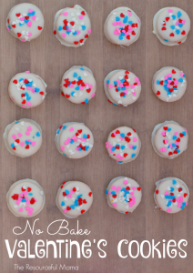 NO bake Valentine's Day Cookies super easy and quick to make-perfect for school Valentine's Day parties