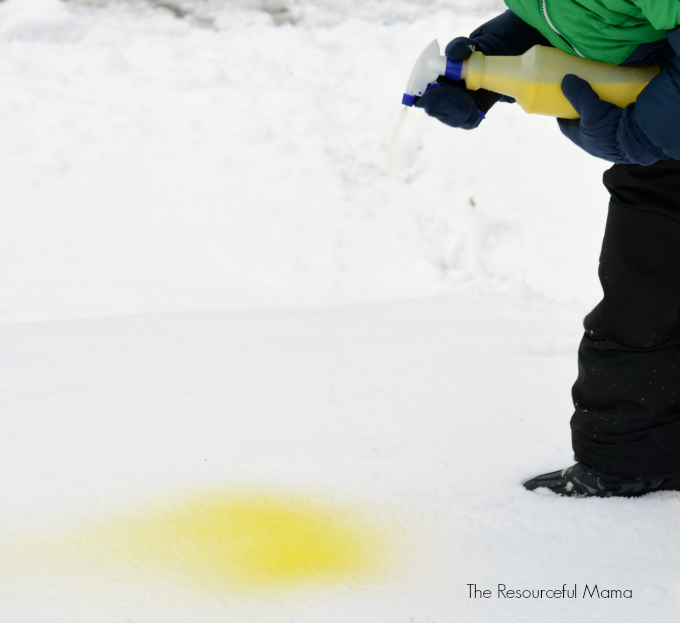 Painting the snow is a fun wintertime snow activity for kids with this DIY snow paint.