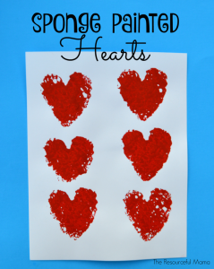 Sponge painted Valentine's Hearts-great Valentine's Day project for kids