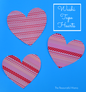 washi tape heart Valentine's Day craft for kids