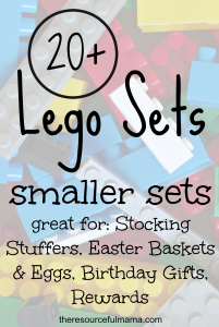 So many great uses for smaller Lego sets: stocking stuffers, Easter baskets, Easter eggs, birthday gifts, and rewards.