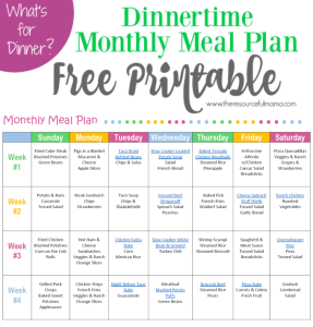 Monthly meal plan for February
