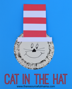 Dr. Seuss The Cat in the Hat paper plate and fork painting craft project for kids