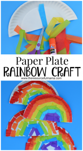 Tissue paper and paper plate rainbow kid craft for St. Patrick's Day or spring and summer.